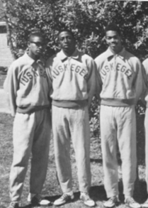 A group of Tuskegee University athletes in vintage Tuskegee University sweatsuit