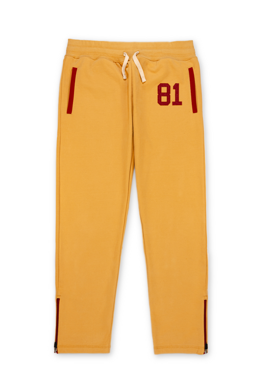 Tuskegee University Sweatpants in old gold with 81' felt appliqué patch. HBCU apparel 